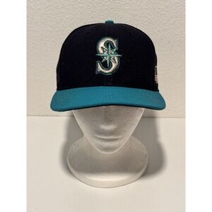 Seattle Mariners Hat New Era Size 7 1/4 Fitted Blue USA Flag Patch 59Fifty MLB